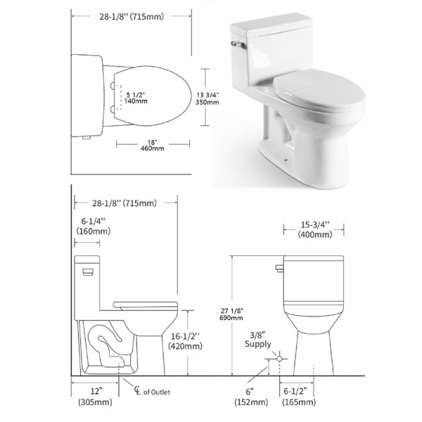 PENGFANG WORLDWIDE LLC 1.28 GPF (Water Efficient) Elongated OnePiece